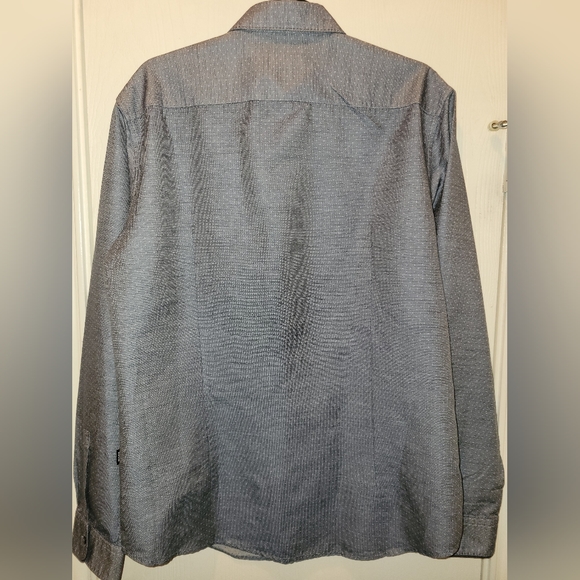 Hugo Boss Blue Slim Fit Long Sleeve Polka-dot Button Down Shirt sz 44 17 1/2 - Picture 7 of 8